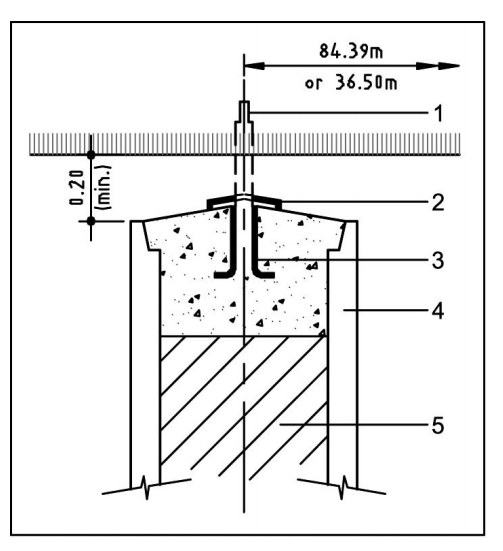 Section drawing of a protected permanent track survey control marker